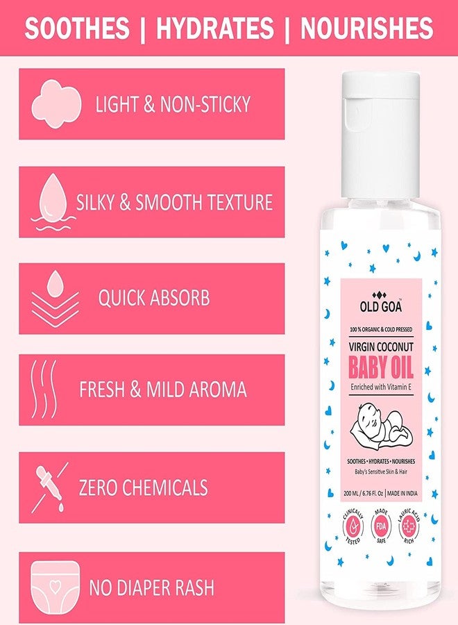 OLDGOA Vitamin-E & Coconut Enriched Baby Oil For All Skin & Hair Type | Enhances Bone Mineral | Massage Oil for Babies | Baby oil | 200ML - Image 2