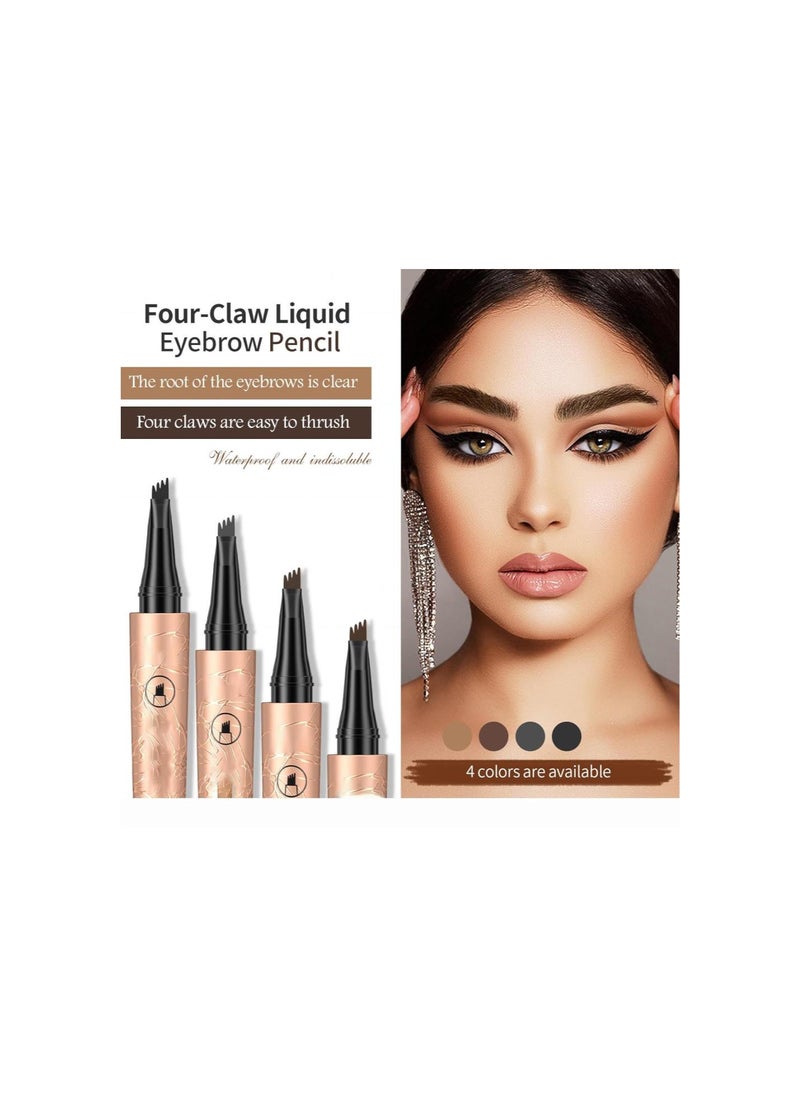 silvercnc - Microblading Eyebrow Pencil, 3D Eyebrow Tattoo Pencil, 4 Tipped Precise Brow Pen, Waterproof Magic Eyebrow Pencil, Fine Stroke Eyebrow Pencil Natural Makeup, Long Lasting (Black) - Image 1