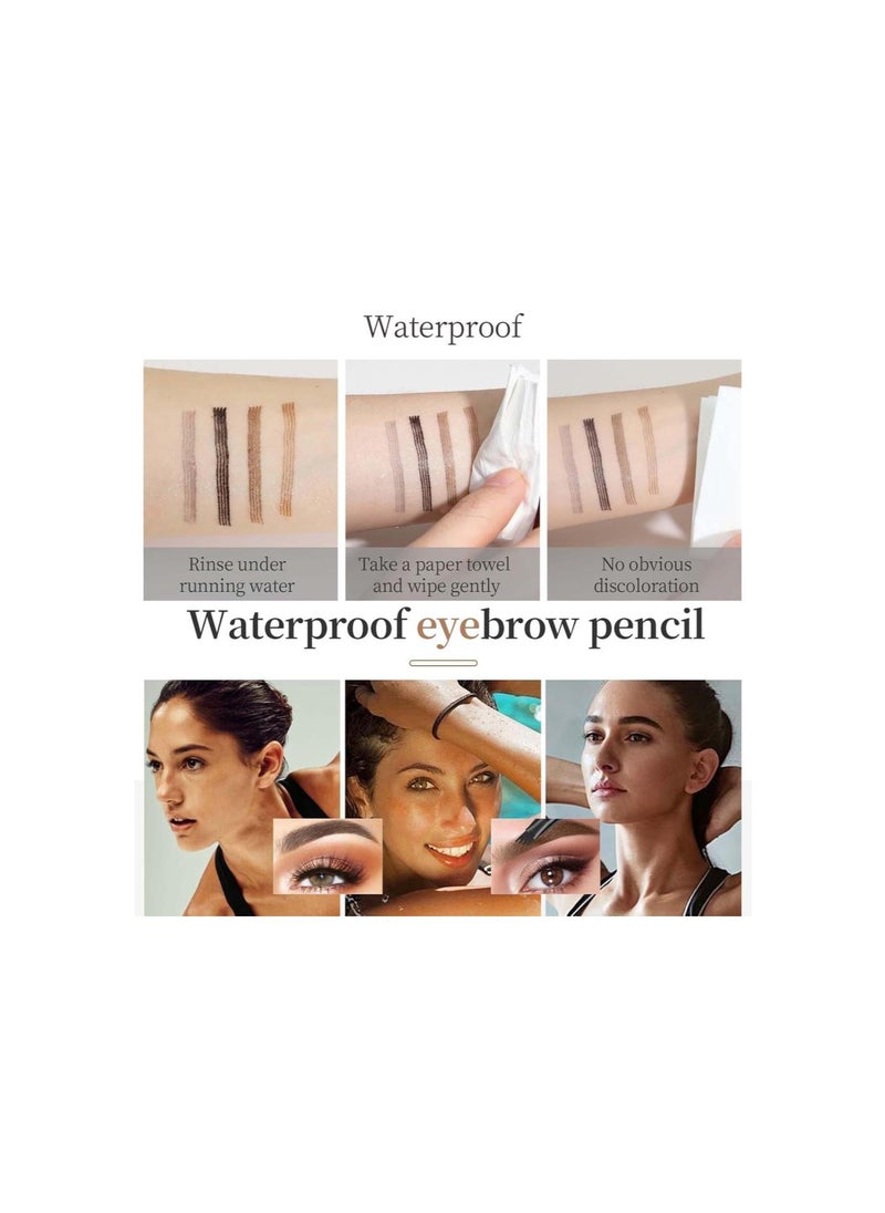 silvercnc - Microblading Eyebrow Pencil, 3D Eyebrow Tattoo Pencil, 4 Tipped Precise Brow Pen, Waterproof Magic Eyebrow Pencil, Fine Stroke Eyebrow Pencil Natural Makeup, Long Lasting (Black) - Image 1