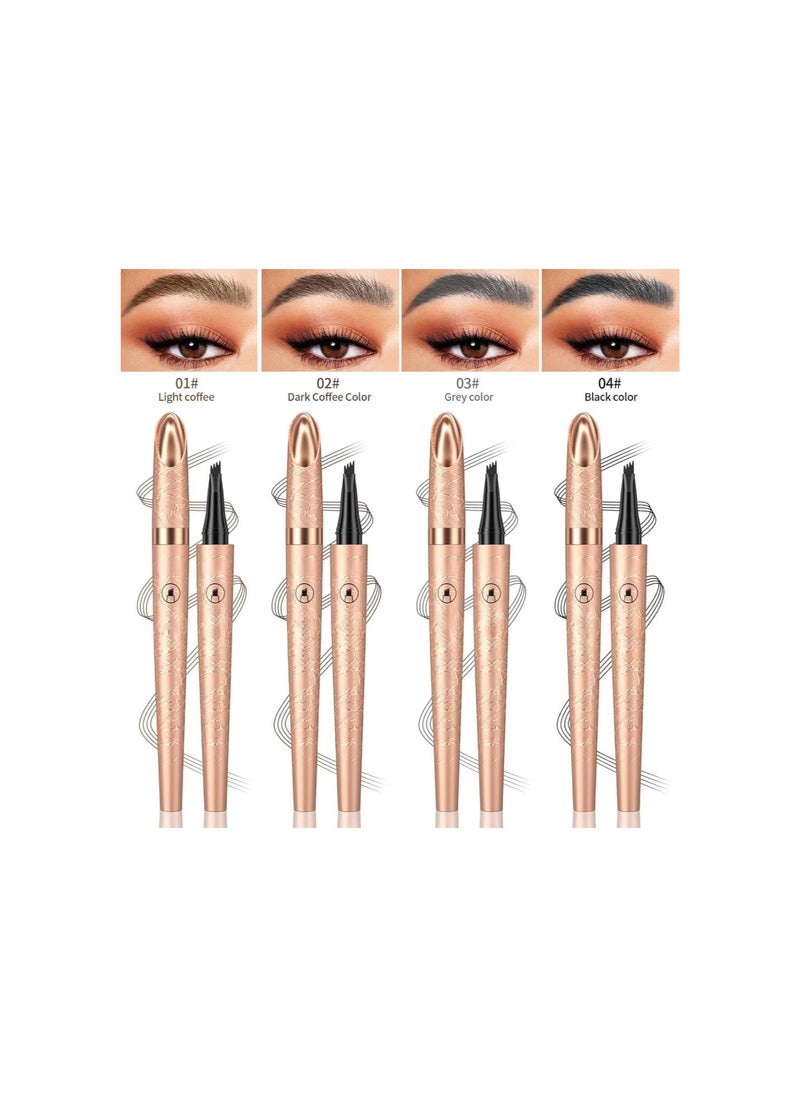 silvercnc - Microblading Eyebrow Pencil, 3D Eyebrow Tattoo Pencil, 4 Tipped Precise Brow Pen, Waterproof Magic Eyebrow Pencil, Fine Stroke Eyebrow Pencil Natural Makeup, Long Lasting (Black) - Image 1