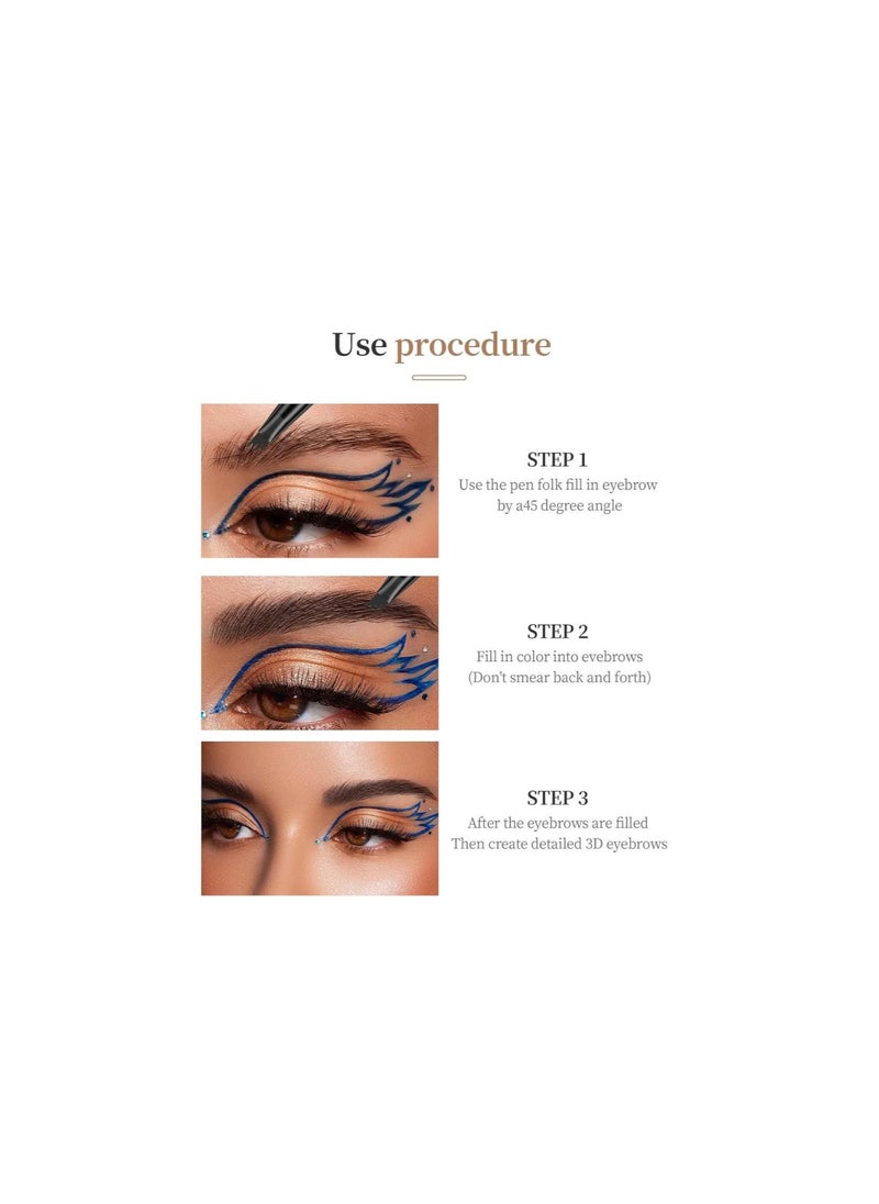 silvercnc - Microblading Eyebrow Pencil, 3D Eyebrow Tattoo Pencil, 4 Tipped Precise Brow Pen, Waterproof Magic Eyebrow Pencil, Fine Stroke Eyebrow Pencil Natural Makeup, Long Lasting (Black) - Image 1