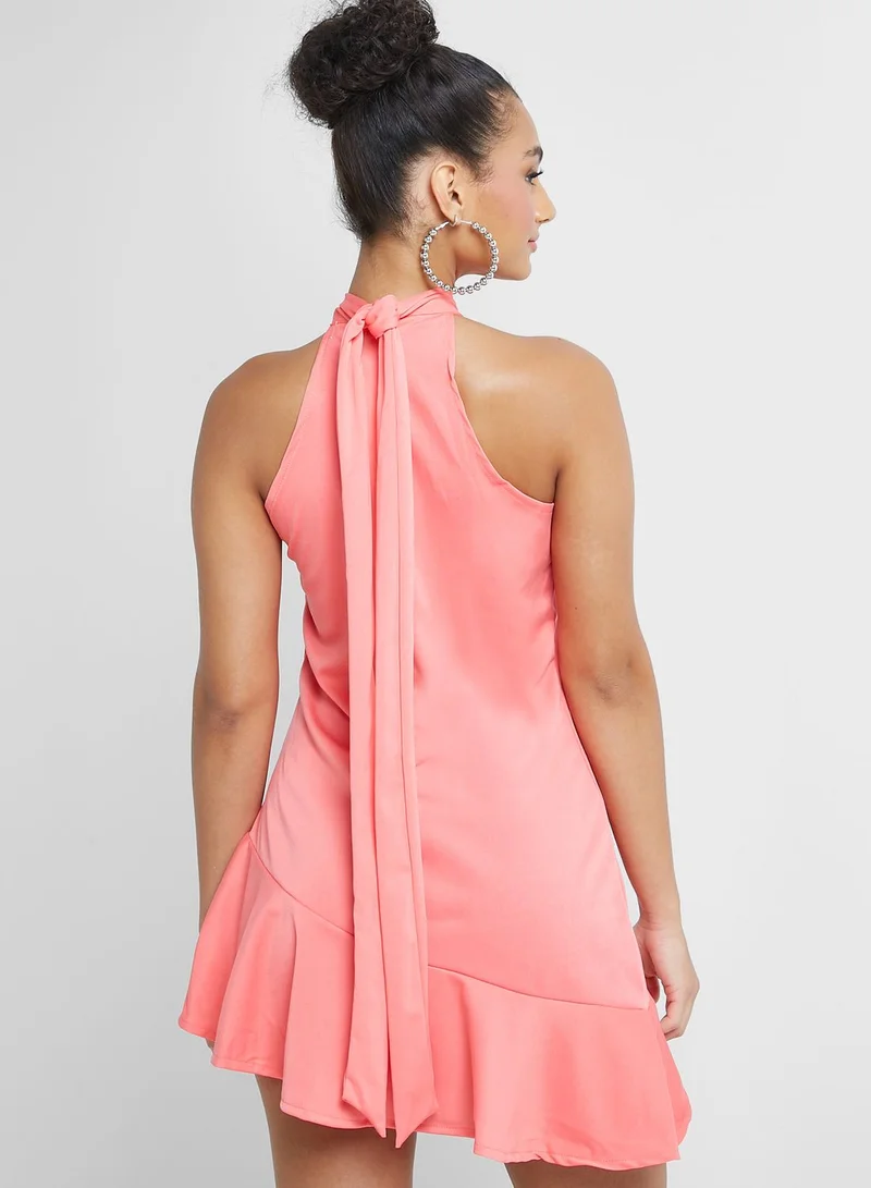 Ginger Halter Neck Ruffled Dress