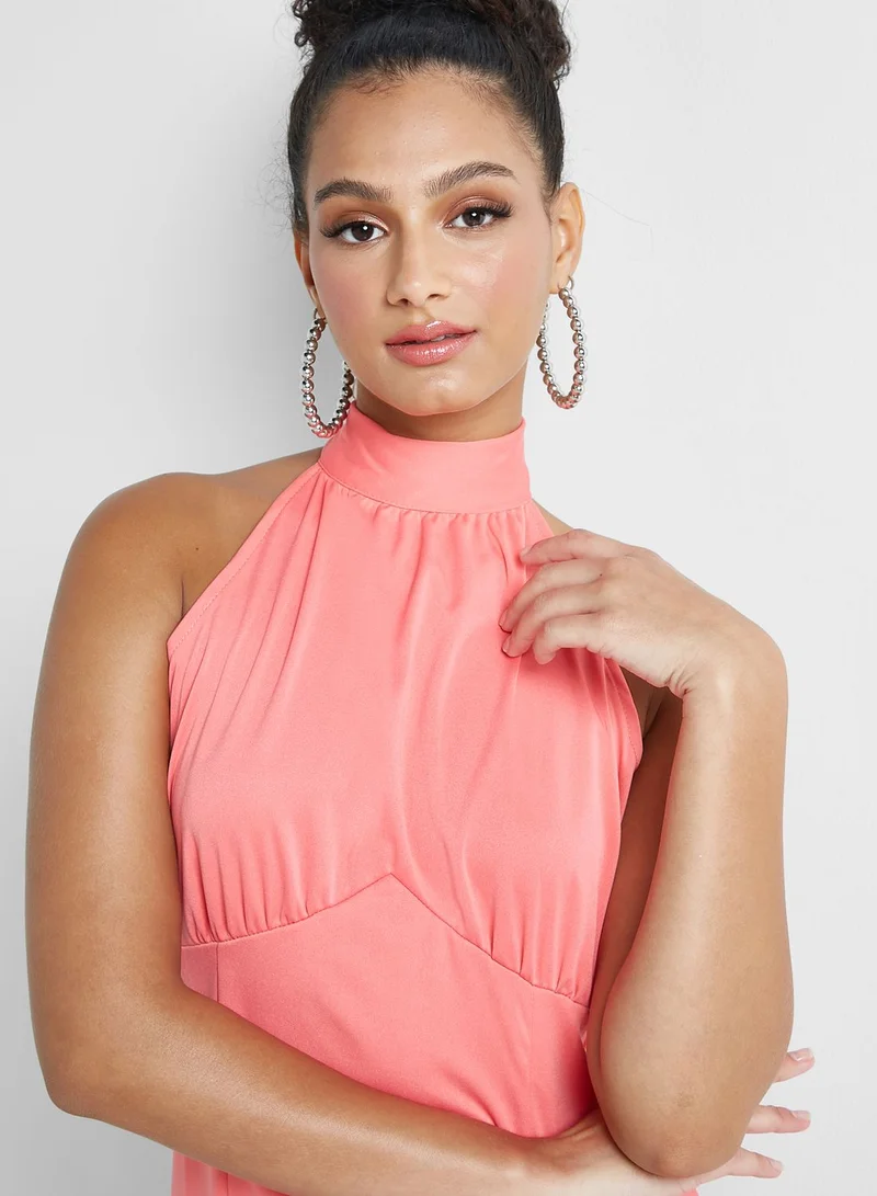 Ginger Halter Neck Ruffled Dress