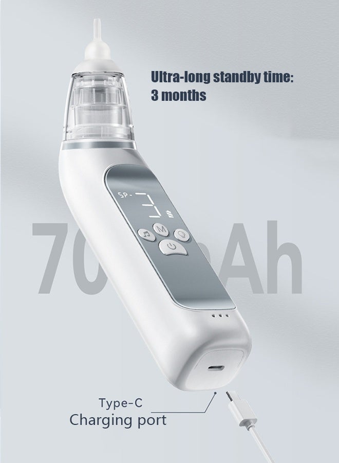 Baby Nasal Aspirator, Baby Electric Nasal Aspirator, 3 Levels Of Suction, 3 Sizes Of Silicone Heads, With Music Soothing Function, Rechargeable - White, Newborn Gift, Baby Shower Gift, Baby Essentials, Baby Health Care, Relieve Nasal Congestion, Baby Nasal Cleaner - Image 5