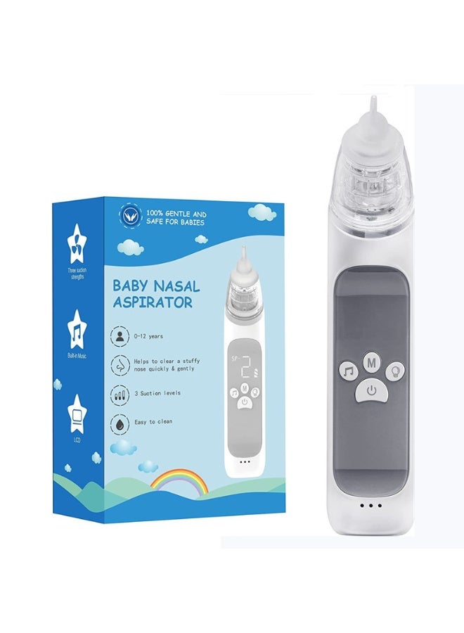 Baby Electric Convenient Nasal Aspirator, Adjustable Suction Nasal Cleaner, Gentle and Effective Nasal Aspirator for Babies and Toddlers, with Three Adjustable Positions and Three Replaceable Soft Silicone Tips, Soothing Music and Colored Lights - Image 1