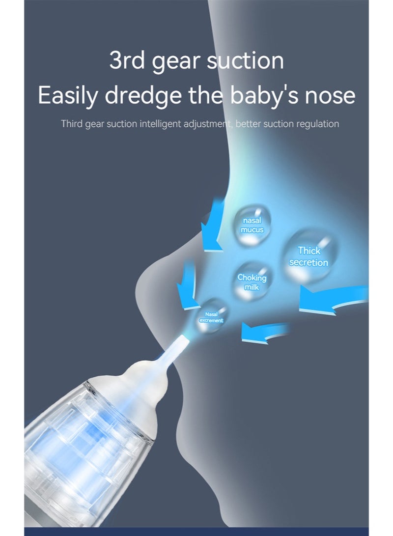 Baby Electric Convenient Nasal Aspirator, Adjustable Suction Nasal Cleaner, Gentle and Effective Nasal Aspirator for Babies and Toddlers, with Three Adjustable Positions and Three Replaceable Soft Silicone Tips, Soothing Music and Colored Lights - Image 4