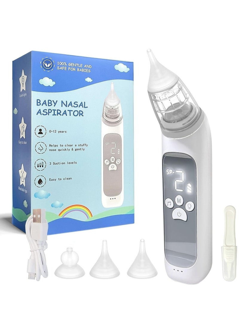 Electric Baby Nasal Aspirator - [Brand Name] Portable Nose Cleaner with 3 Suction Levels, Ultra Quiet, USB Rechargeable, 3 Soft Silicone Tips, Music & LED Light, Safe for Newborns - Image 1