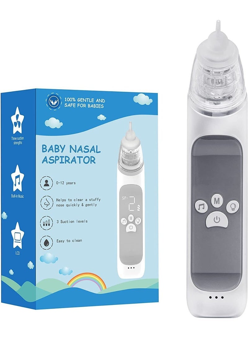 Electric Baby Nasal Aspirator with LED Display, 3 Suction Levels Rechargeable Nose Cleaner with Music Light, Anti-Backflow 3 Soft Silicone Tips for Newborns & Toddlers 0-12 Years - Image 1