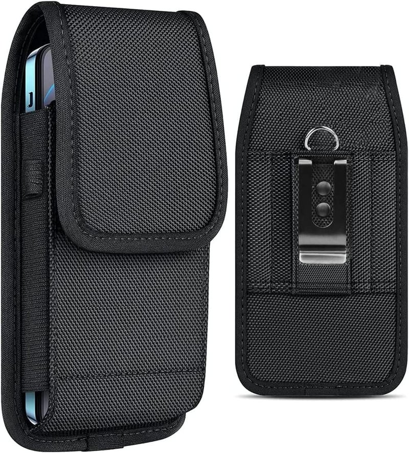 HEAVY DRIVER® Phone Holster for Men Belt Clip Pouch, for iPhone 14 Plus, 14 Pro Max, 13 Pro Max, 12 Pro Max, 11 Pro Max and More, 6.7" Nylon Cell Phone Holster Universal Smart Phone Case Cover (XL, Black) - Image 1