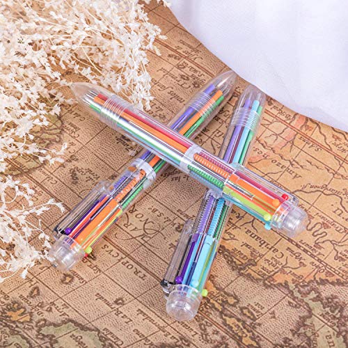 EEOYU 6 Pack Multicolor Pens 0.5mm 6-in-1 Retractable Ballpoint Pens 6 Colors Transparent Barrel Ballpoint Pen for Office School Supplies Students Children Gift - Image 4