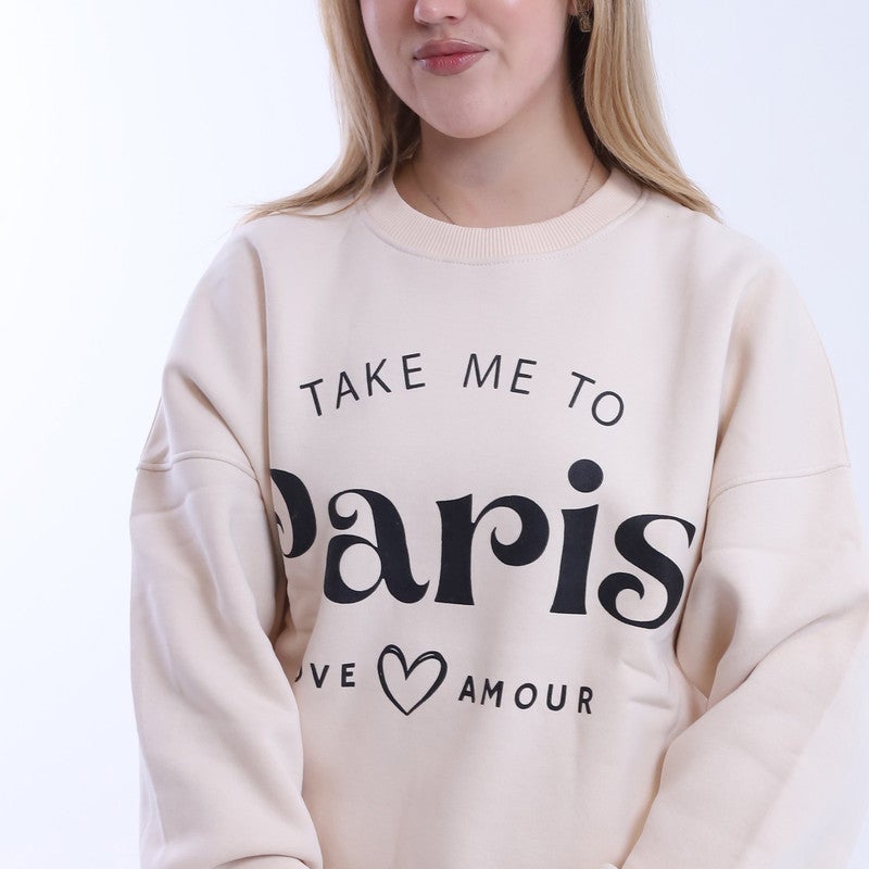 بيبو سويت شيرت نسائي  مطبوع_بيج - Image 2