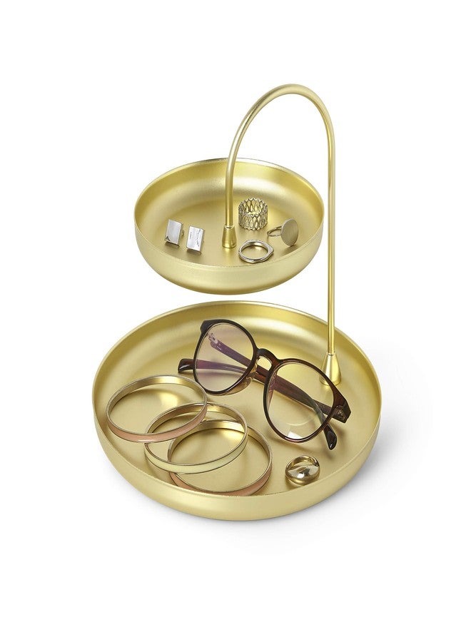 Umbra Poise Large, Double Jewelry Tray, Attractive Jewelry Storage You Can Leave Out, Two-Tiered, Matte Brass Finish - Image 1