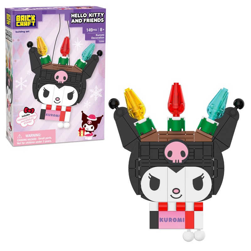 Brickcraft Hello Kitty Kuromi Christmas Brick Building Set 149 Pieces DIY Holiday Block Kit with Hanging String Display Stand Festive Dcor Collectible Gift for Kids Adults Ages 8 - Image 3