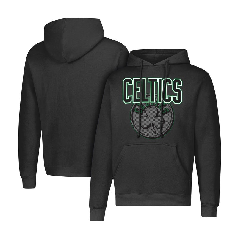 Ultra Game Men's NBA Official Primo Metallic Fleece Hoodie Sweatshirt, Boston Celtics, Black, Small