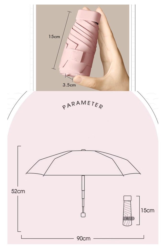 JAYATO Mini Umbrella with Capsule Case Sunshine UPF50 for Rainy and Sunny Days Beige - Image 4