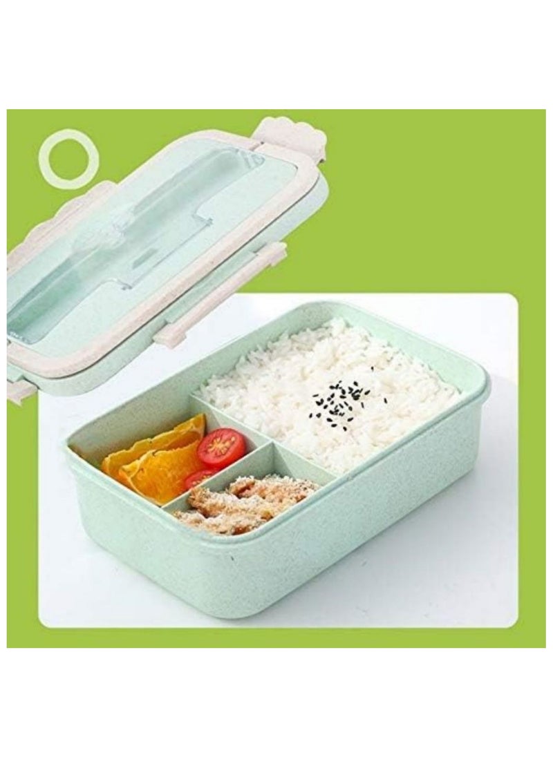 Generic - 3 Pieces Plastic Lunch Box, Tableware Food Container Set, Lunch Containers, with Spoon and Chopsticks, Assorted 1000ml - Image 1