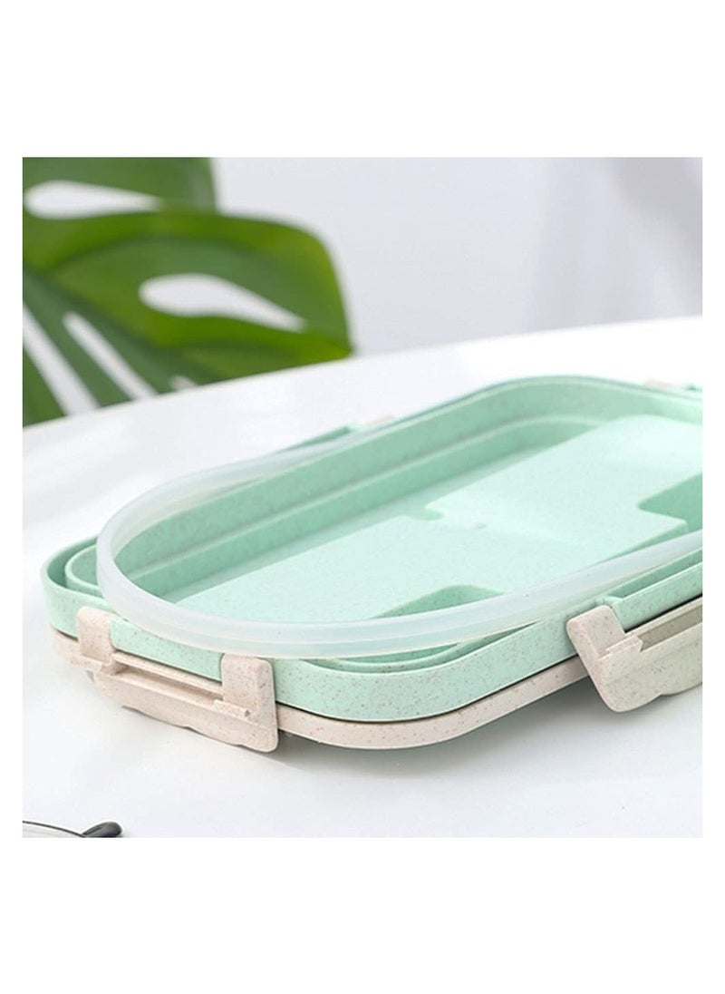 Generic - 3 Pieces Plastic Lunch Box, Tableware Food Container Set, Lunch Containers, with Spoon and Chopsticks, Assorted 1000ml - Image 1