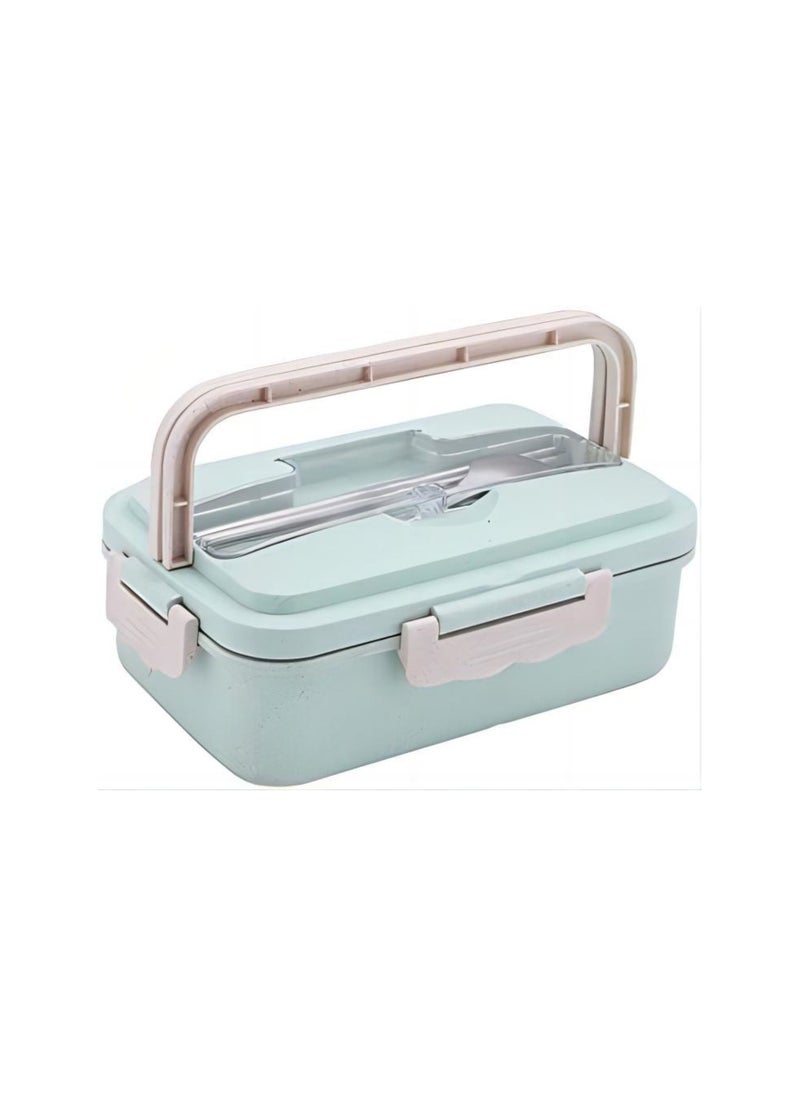 Generic - 3 Pieces Plastic Lunch Box, Tableware Food Container Set, Lunch Containers, with Spoon and Chopsticks, Assorted 1000ml - Image 1