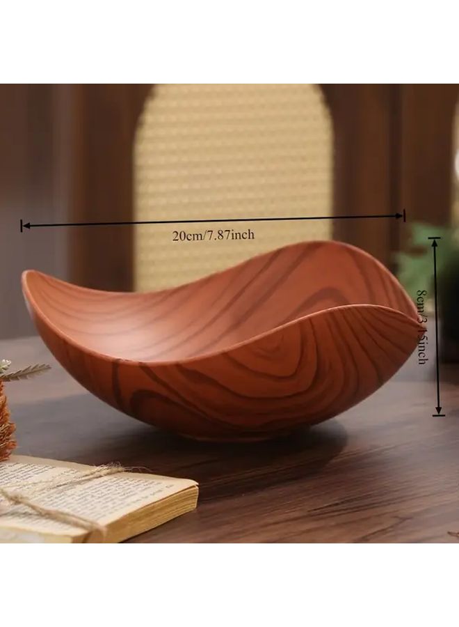 صينية تقديم كبيرة السعة وعاء بلاستيكي متين آمن للطعام سهل التنظيف بلون الخشب - Image 4