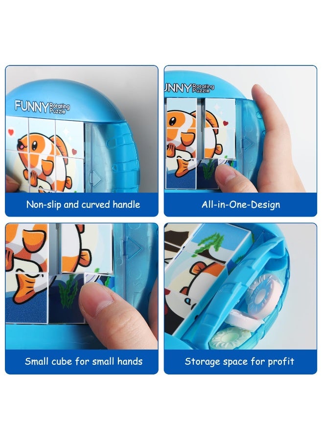 Rotating Puzzle For Kids 3 4 5 6 7 8 Year Old, 4 Puzzles In 1, Toddlers Travel, Car, Airplane, Road Trip Activities, Fine Motor Skills, Fidget, Gift For Boys  Girls Ages 3+(Fishes) - Image 5