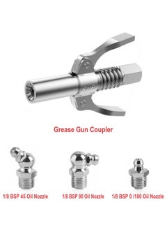 EPITECH MART EPITECH MART Grease Gun Coupler Kit Equipped with 3 PCS Grease Nipple Adapter 10000PSI Double Handle Grease Gun Coupler Compatible with Zerk Fittings and All 18 NPT Grease Guns  - Image 2