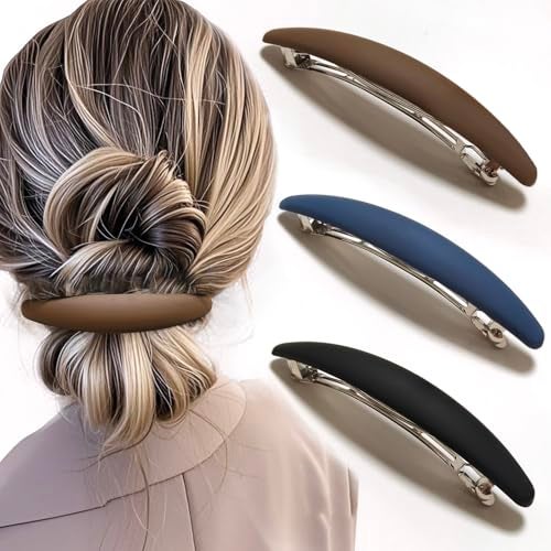 Markuii Large Hair Barrette Matte 4 Inch No Slip Not Easy to Break French Hair Clips for Women Thick to Thin Hair, 3 Pack - Image 1