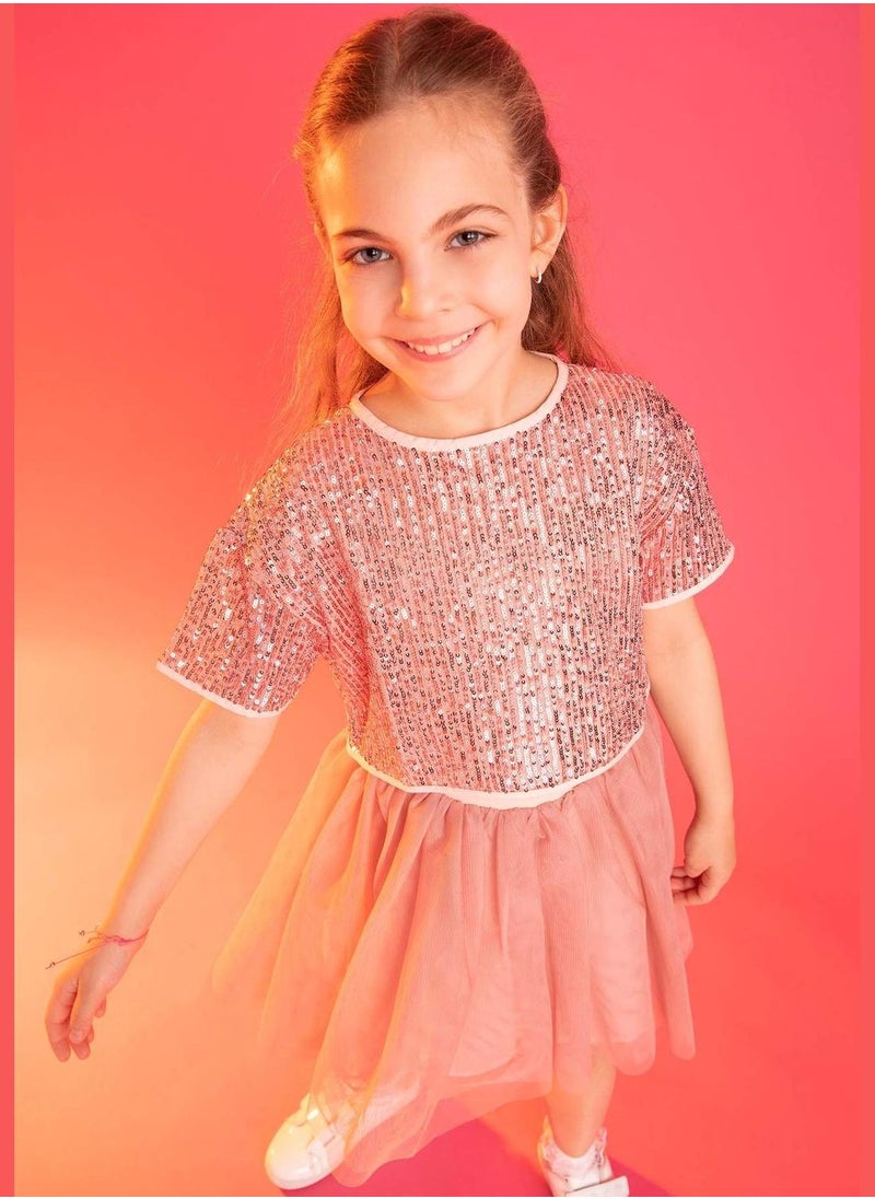 DeFacto - Girl Regular Fit Short Sleeve Crop Top & Tulle Skirt Set - Image 1