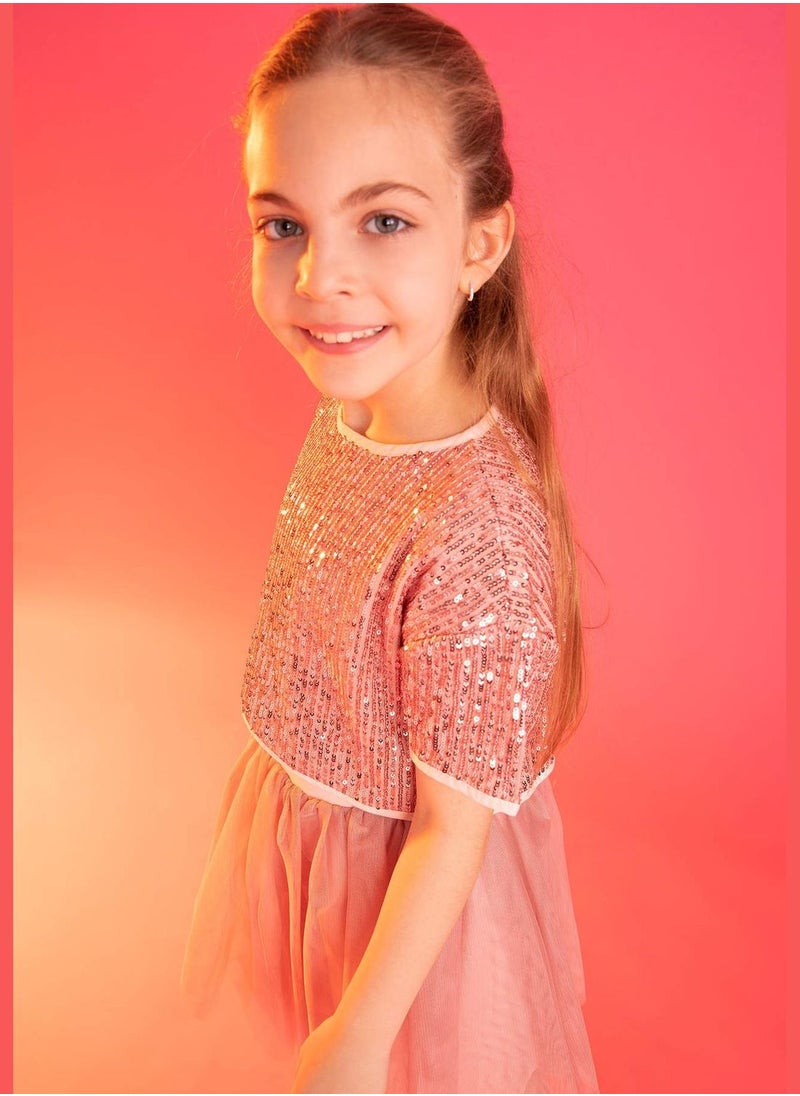 DeFacto - Girl Regular Fit Short Sleeve Crop Top & Tulle Skirt Set - Image 1