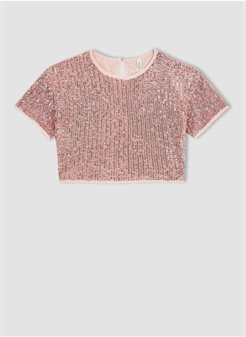 DeFacto - Girl Regular Fit Short Sleeve Crop Top & Tulle Skirt Set - Image 1