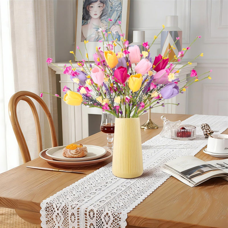 Watayo 15 Pcs Artificial Tulips Wildflowers Spring Flower Stems, Fake Tulips Artificial Flowers Bouquets with Wildflowers, Colorful Spring Floral Picks for Easter Spring Floral Arrangements Vase Centerpieces - Image 4