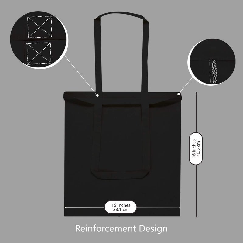 TOPDesign TOPDesign 5-Pack Economical 16""x15"" Black Cotton Tote Bag  Lightweight Medium Reusable Grocery Shopping Cloth Bags  Suitable for DIY  Advertising  Promotion  Gift  Activity - Image 5