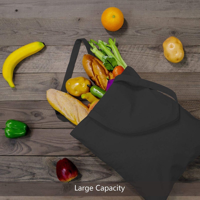 TOPDesign TOPDesign 5-Pack Economical 16""x15"" Black Cotton Tote Bag  Lightweight Medium Reusable Grocery Shopping Cloth Bags  Suitable for DIY  Advertising  Promotion  Gift  Activity - Image 4