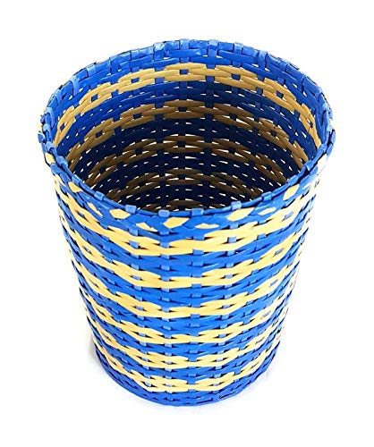 Sonas Creation Paperus Blue Beige Small Size 8 Inch Tall 5 Liter Dustbin for Bedrooms Waste Basket Indoor Planter Paper Bin Eco Friendly Sustainable Handmade of Paper Ropes - Image 3