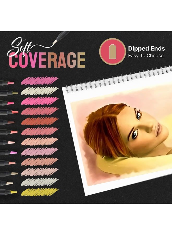Black Widow Skin Tone Colored Pencils for Adult Coloring Books – 12 Soft Core Color Pencils for Portraits and Skintone Artists – Complete Range with Lightfast Ratings - Image 5