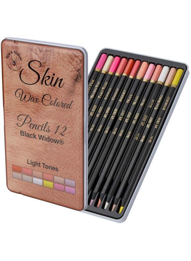 Black Widow Skin Tone Colored Pencils for Adult Coloring Books – 12 Soft Core Color Pencils for Portraits and Skintone Artists – Complete Range with Lightfast Ratings - Image 1