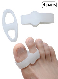 BONITO 4 Pairs 2 Loops Toe Separators, Soft and Breathable Toe Spacers, Bunion Correctors, Toe Separators, Relieve Pain Straightener (White)  - Image 1