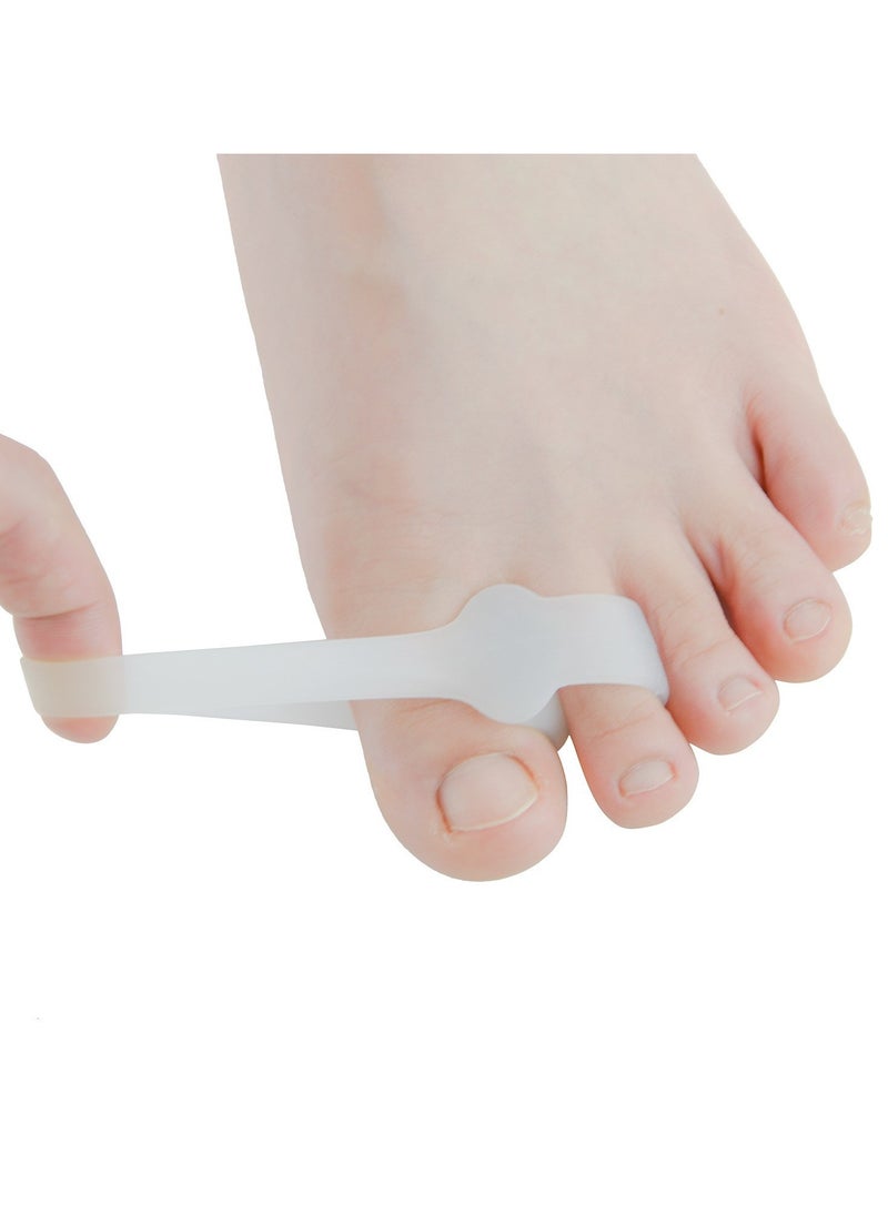 BONITO - 4 Pairs 2 Loops Toe Separators, Soft and Breathable Toe Spacers, Bunion Correctors, Toe Separators, Relieve Pain Straightener (White) - Image 1