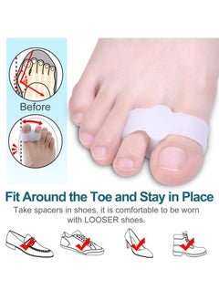 BONITO 4 Pairs 2 Loops Toe Separators, Soft and Breathable Toe Spacers, Bunion Correctors, Toe Separators, Relieve Pain Straightener (White)  - Image 5