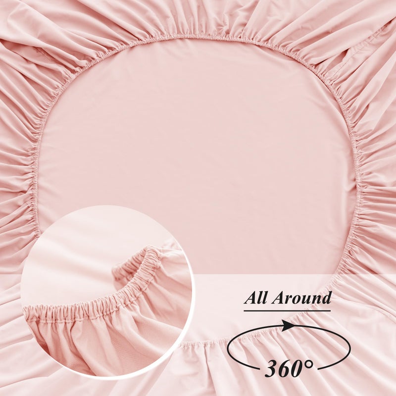 ALYVIA SPRING King Fitted Sheet Only - Premium 1800 Super Soft & Cozy Microfiber  Wrinkle  Fade  Shrinkage Resistant Deep Pocket King Size Fitted Bottom Sheet  Pink - Image 4