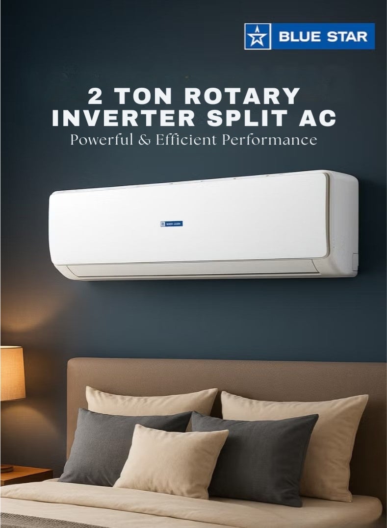 Bluestar مكيف هواء سبليت إنفيرتر 2 طن | نموذج HW24CCFAN3-01 | غاز تبريد صديق للبيئة R410A | ضاغط دوار | مكثف نحاسي 100% | تبريد توربو | كفاءة في استهلاك الطاقة وعمليات منخفضة الضوضاء | أبيض - Image 1