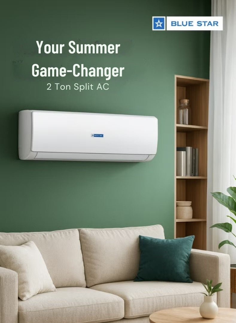 Bluestar مكيف هواء سبليت إنفيرتر 2 طن | نموذج HW24CCFAN3-01 | غاز تبريد صديق للبيئة R410A | ضاغط دوار | مكثف نحاسي 100% | تبريد توربو | كفاءة في استهلاك الطاقة وعمليات منخفضة الضوضاء | أبيض - Image 2