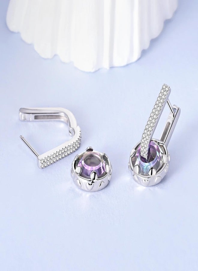 LAZA 925 Sterling Silver Hoop Earrings for Women, Hypoallergenic Huggie Butterfly Dangle Drop Earrings Colorful Flower Earrings Jewelry Gifts, Small, Sterling Silver, Cubic Zirconia - Image 2