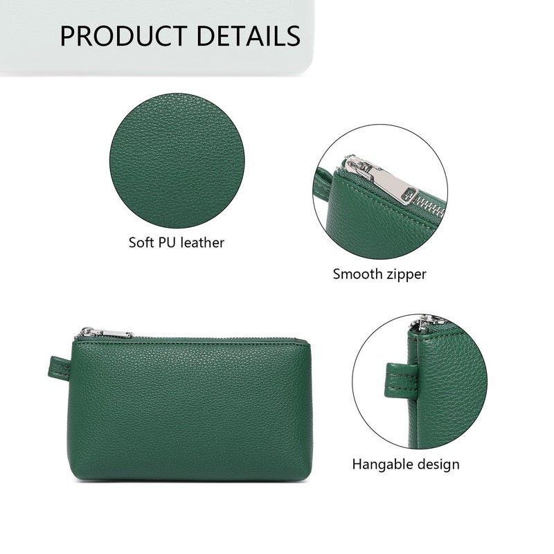 YONBEN PU Leather Makeup Simple and Convenient Handbag Small Exquisite Storage Bag (Pu/Forest Green) - Image 3