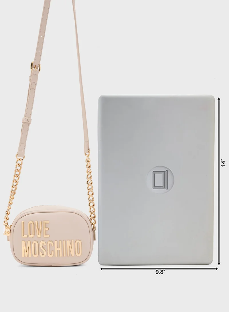 Love Moschino Logo Detailed Zip Over Crossbody