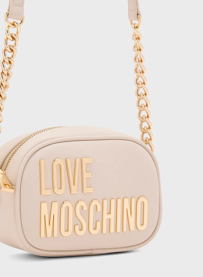 Love Moschino Logo Detailed Zip Over Crossbody