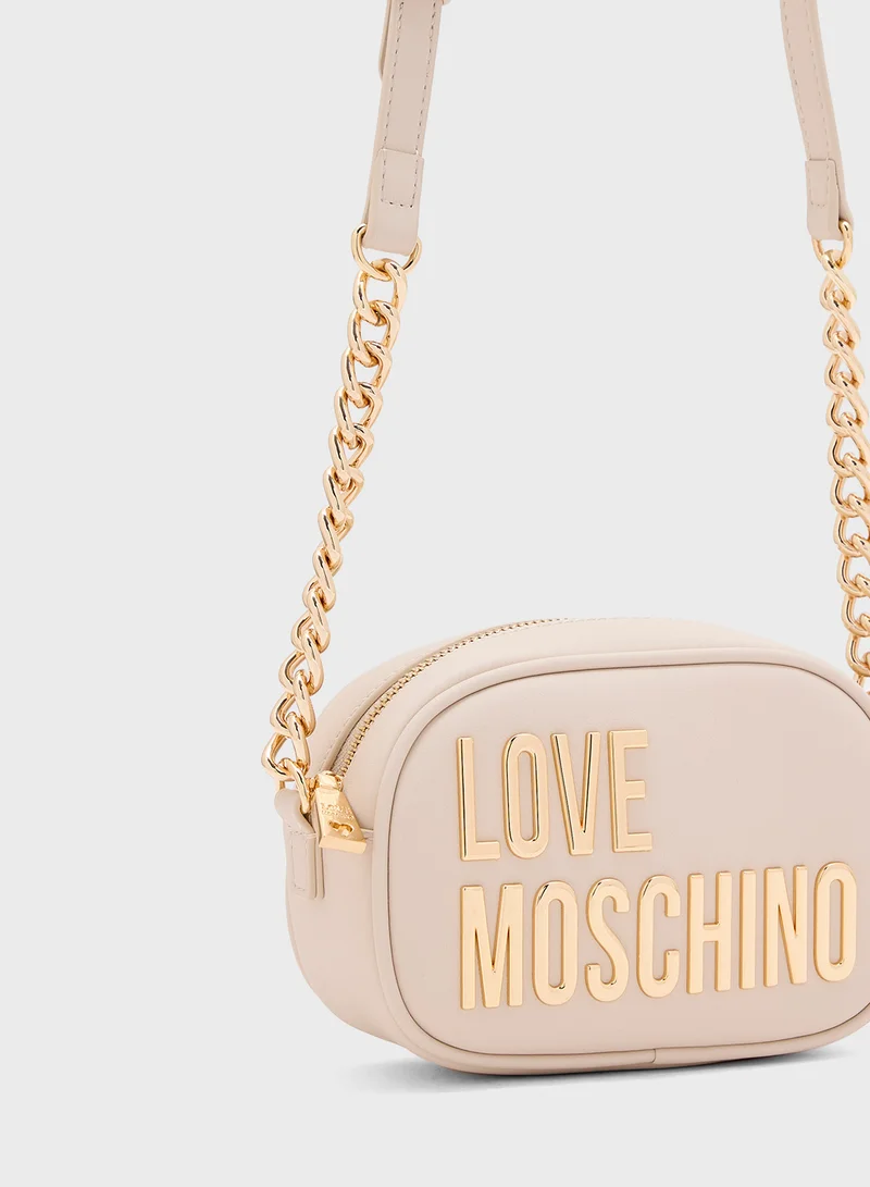 Love Moschino Logo Detailed Zip Over Crossbody