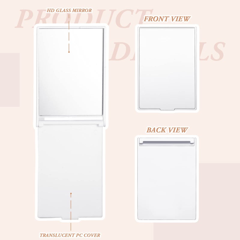Queekay 16 Pcs 2 x 3 x 0.2''Small Makeup Folding Mirror Bulk Travel Portable Folding Rectangle Compact Stand up Portable Vanity Mirror for Women(White) - Image 3