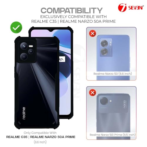 7-Seven 7SEVEN® Ipacky Back Cover for Realme C35 | Realme Narzo 50A Prime Mobile Back Case Shock Proof Design Camera Edges Protection Crystal Clear Phone Case Precise Cutouts Matte Black Soft Bumper Cover - Image 2