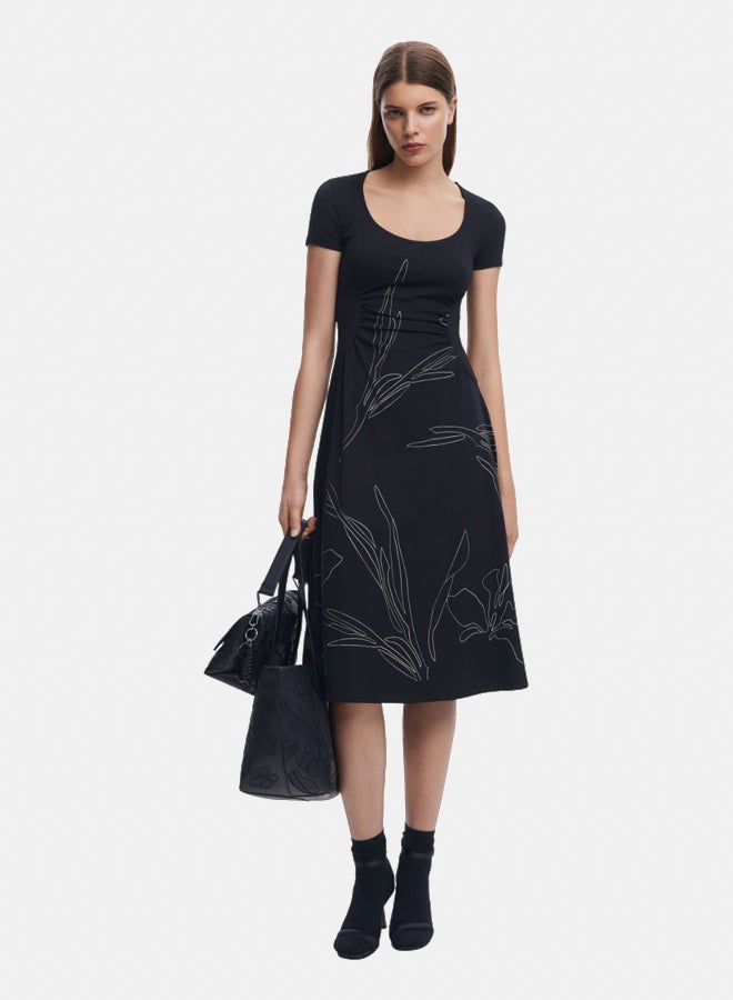 DESIGUAL Midi dress with floral silhouettes - Image 1