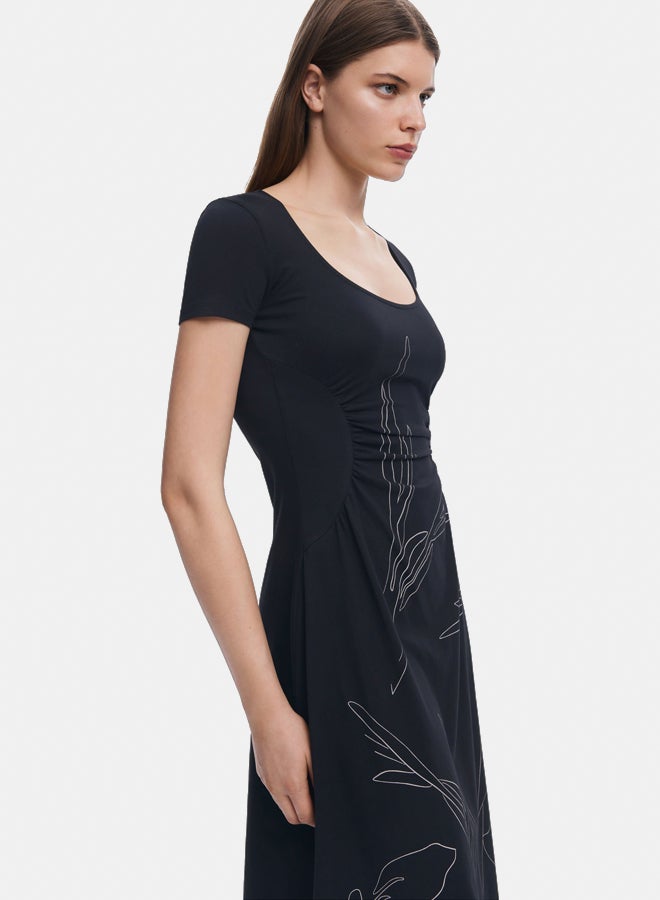 DESIGUAL Midi dress with floral silhouettes - Image 3
